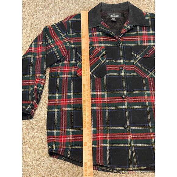 JL Colebrook Women's L Wool Blend Plaid Shirt Jacket Made USA Black Red Green - Picture 5 of 7